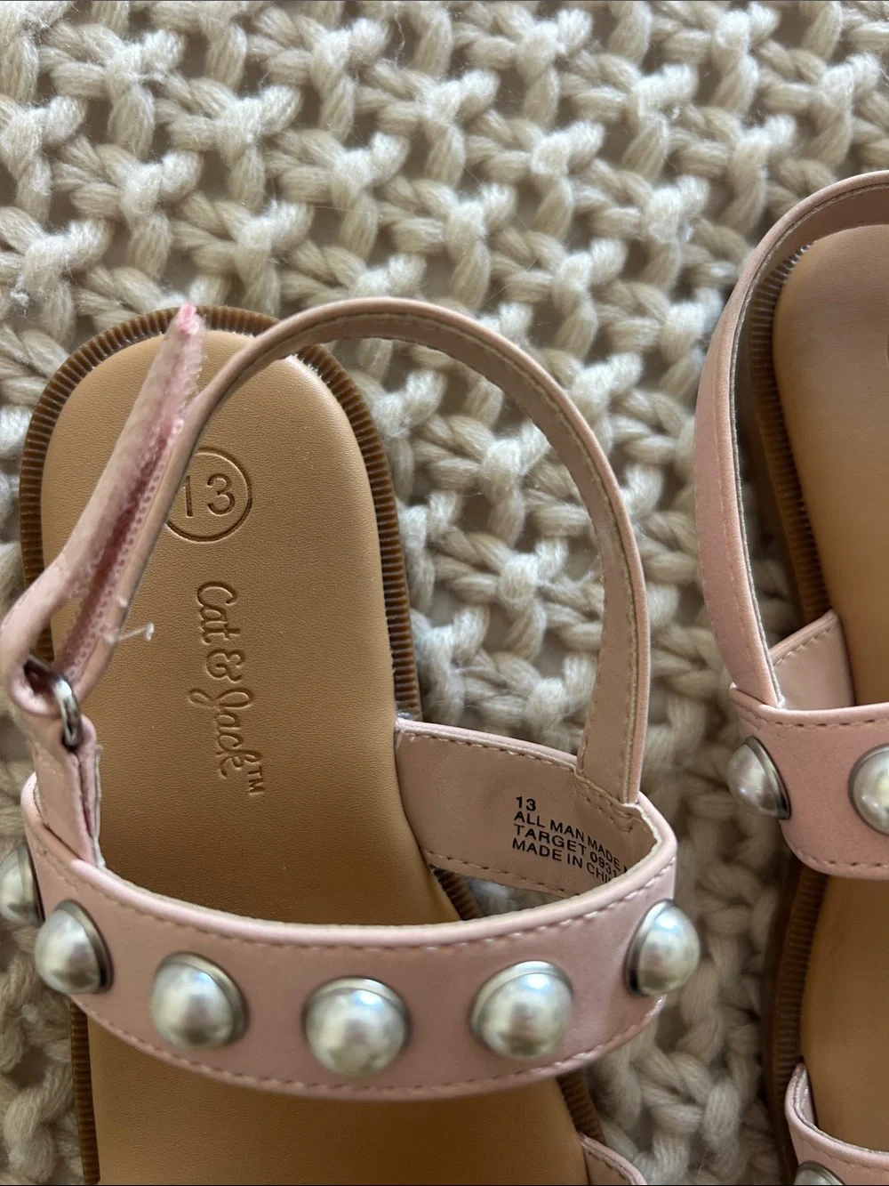 Cat & Jack Pink Studded Double-Strap Sandals